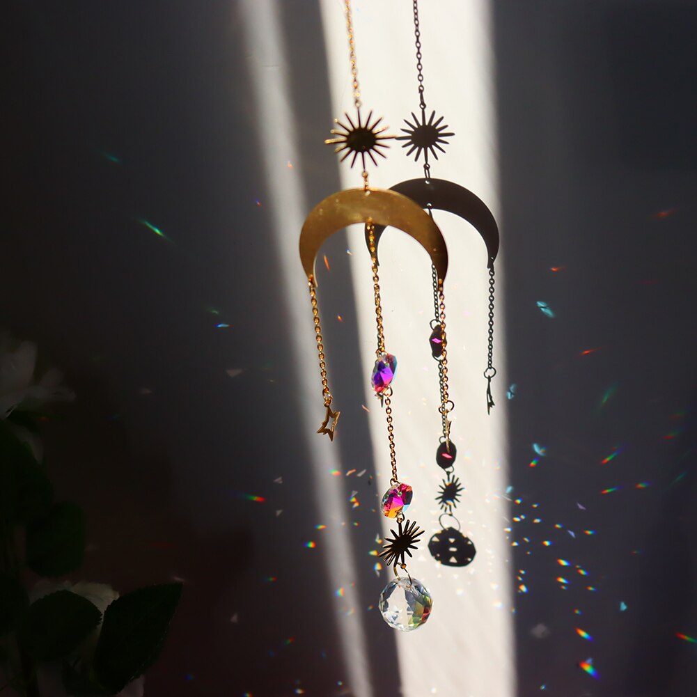 Crystal Wind Chime Star Moon Sun Catchers Prisms Pendant Dream catcher Plated Hanging for Outdoor Indoor Garden Windchimes: 33