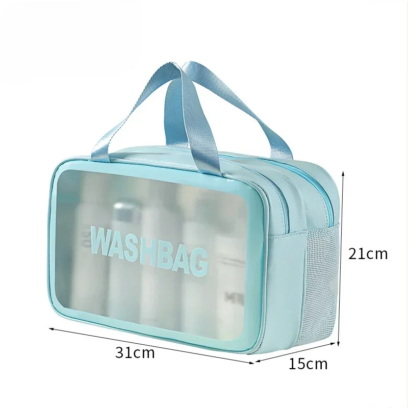 Thick Dry-Wet Separation Partition Toiletry Bag Portable Double-Layer Cosmetic Storage Bag for Travel, Beach, Pool Bathing: SKY BLUE