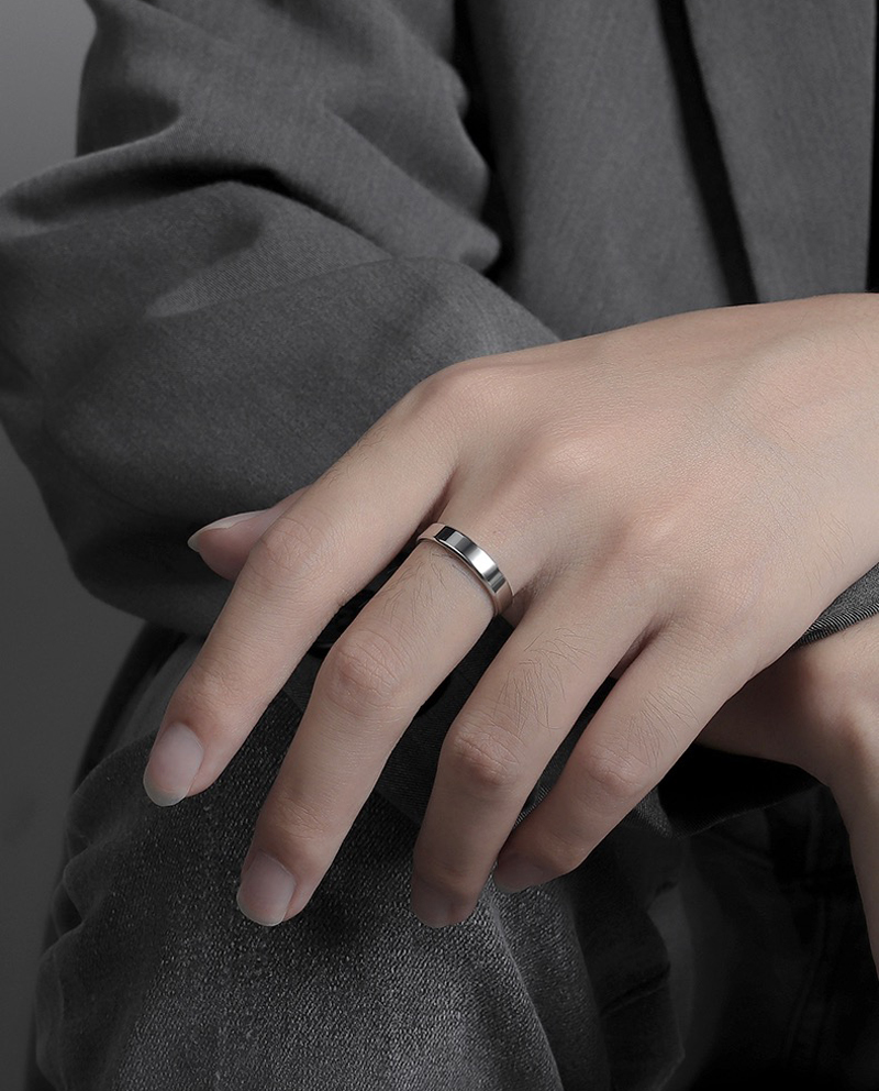 Eenvoudige 4Mm Platte Ringen Voor Vrouwen Mannen Engagement Sieraden Paar Tibetaans Zilveren S925 Ring Wedding Band Voor Liefhebbers Anniversary