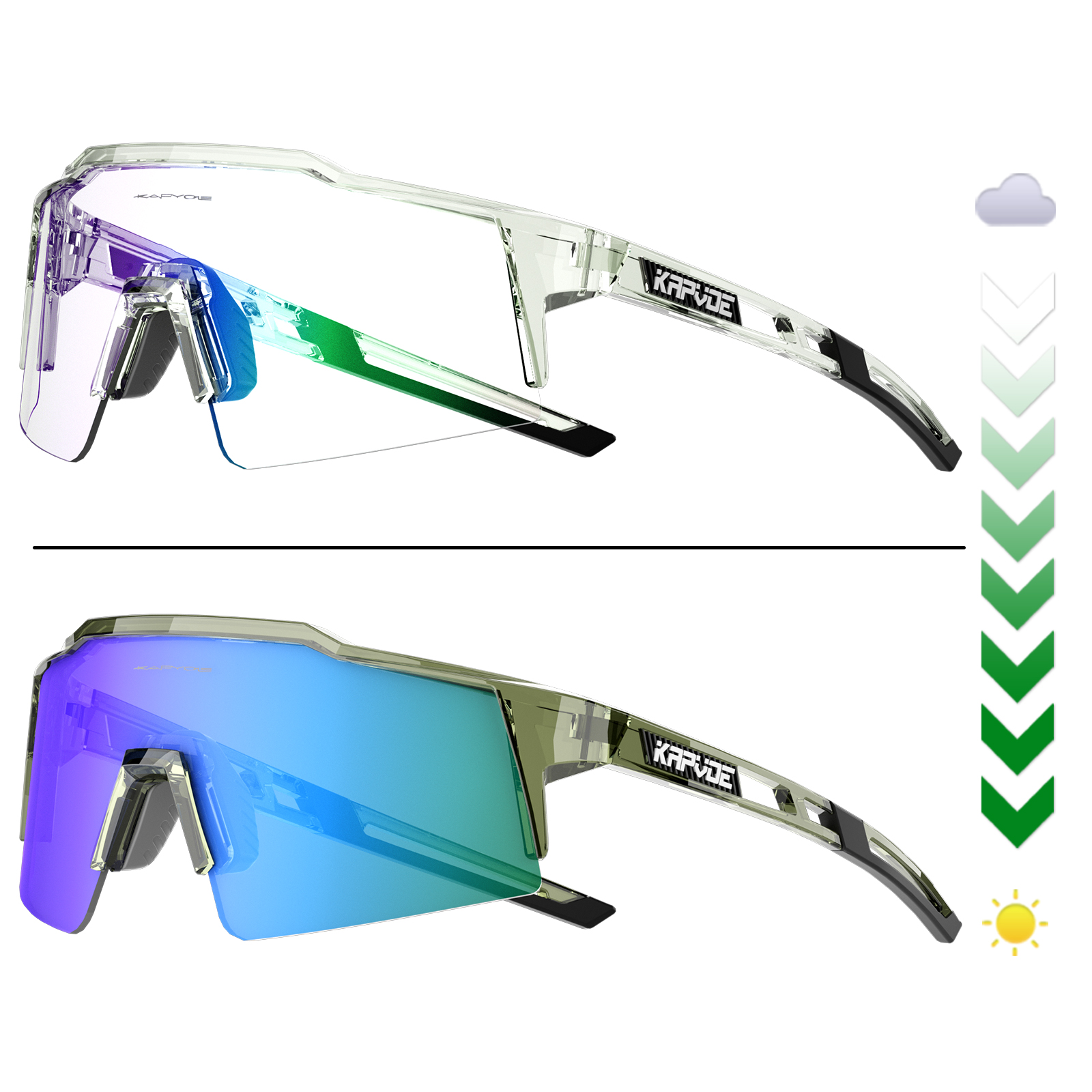 Kapvoe fotokromatiska cykelsolglasögon för män kvinnor cykelglasögon ridning körning  uv400 mountainbikeglasögon glasögon sport: Elfenben