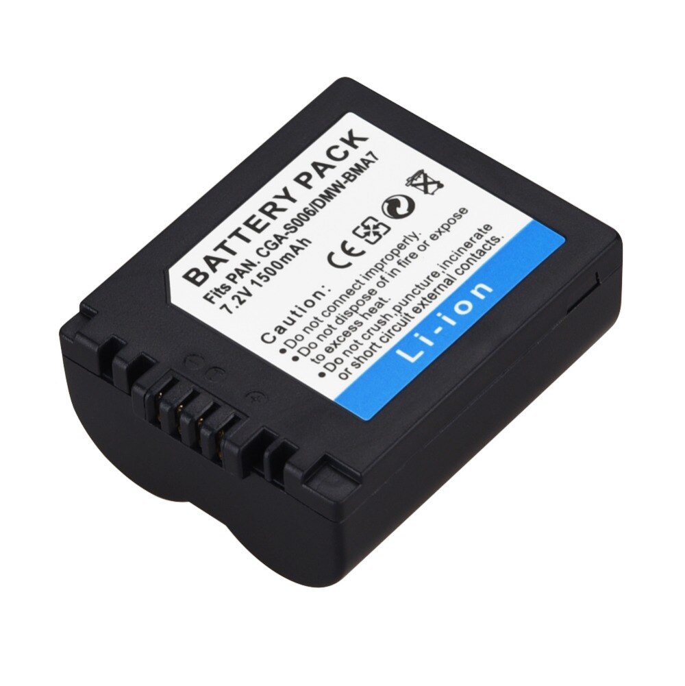 7,4 V 1500mAh CGA-S006 DMW-BMA7 CGR-S006E reemplazo de la batería para Panasonic Lumix DMC-FZ7 FZ8 FZ18 FZ35 FZ28 FZ38 FZ30
