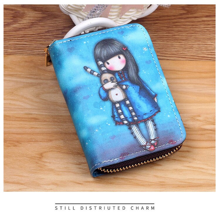 Bank Card Bag Girls Cartoon Small Wallet PU Leather Coin Purse Business ID Credit Card Holder Case Women Mini Clutch Bag: D