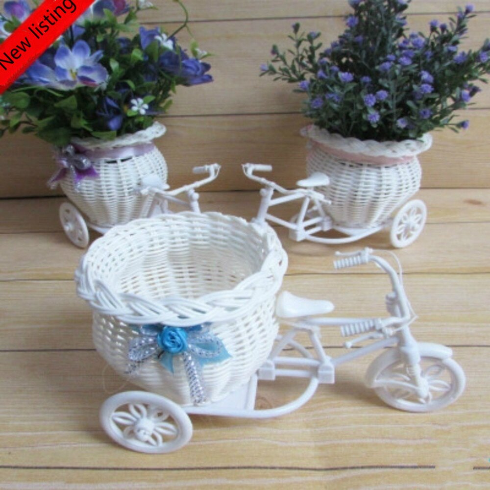 Vase Bicycle Shape Flower Basket Rattan Vase Crafts Home Table Decor 23*12.5*9 Cm Vase