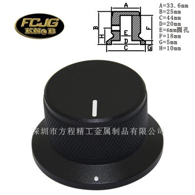 1 sztuk aluminiowa gałka pokrętło potencjometru 44*25*6mm pokrętło radełkowane złoty srebrny potencjometr czapka kapturek przełącznika wzmacniacz piekarnik pokrętło głośności: czarny