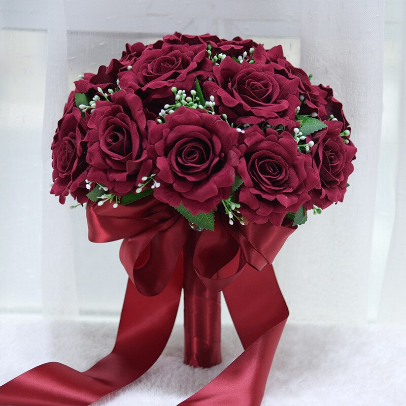Lint Roses Bourgondië Handgemaakte Bloemen Decoratieve Kunstm... – Grandado