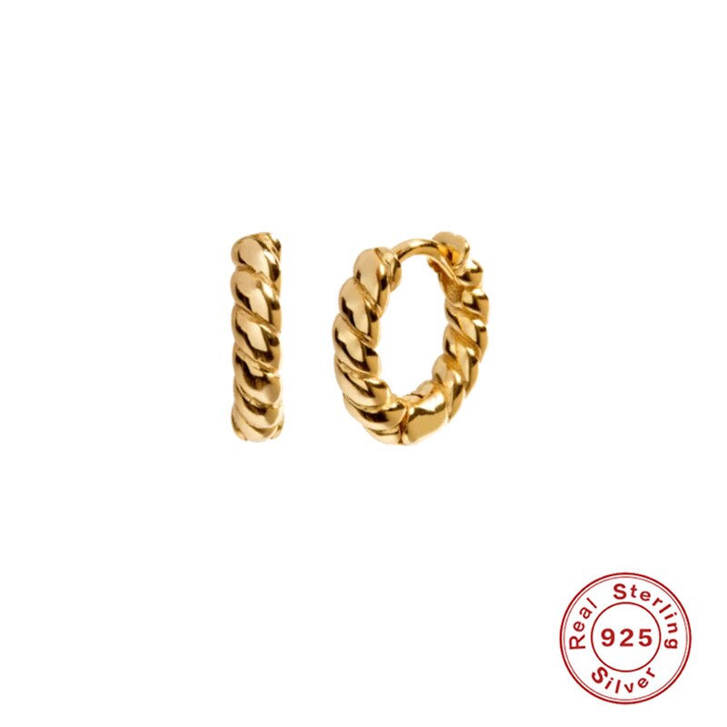 ROXI Vintage torcedura espiral cartílago Pendientes de Aro para Mujeres Hombres Punk Pendientes 925 plata esterlina Pendientes Mujer Aros