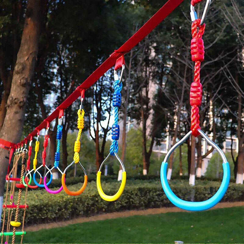 Farverige gynge gymnastikringe udendørs baghave legesæt legepladsudstyr forhindringsring til børnetræningstilbehør