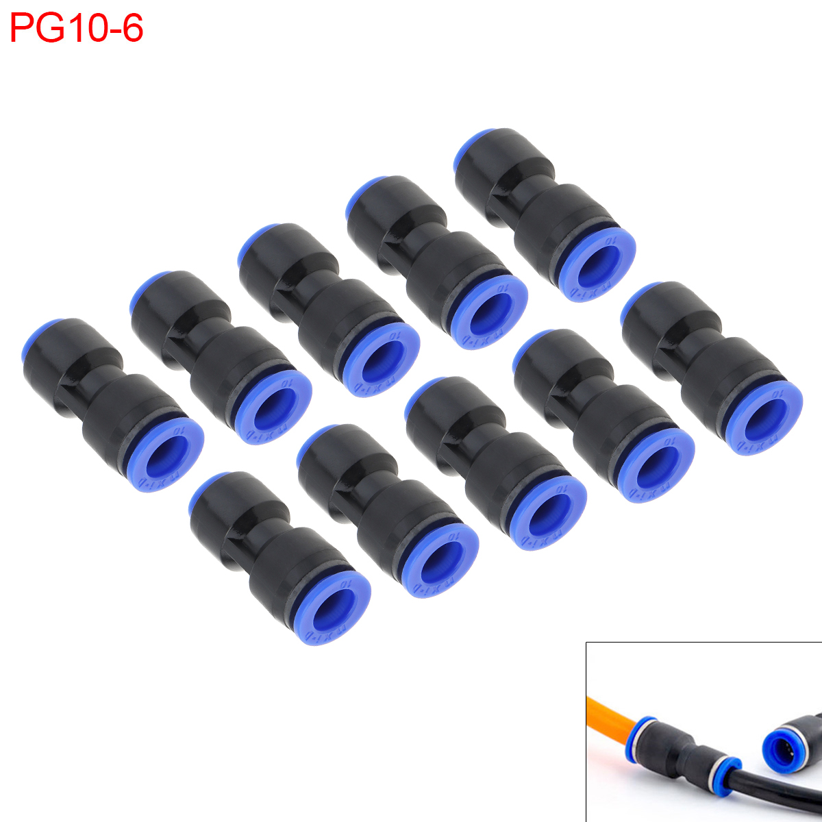 Conector de tubo neumático, accesorios rápidos de aire, acoplador de manguera de empuje de agua, 10 piezas, 4mm, 6mm, 8mm, 12mm, 14mm: Morado