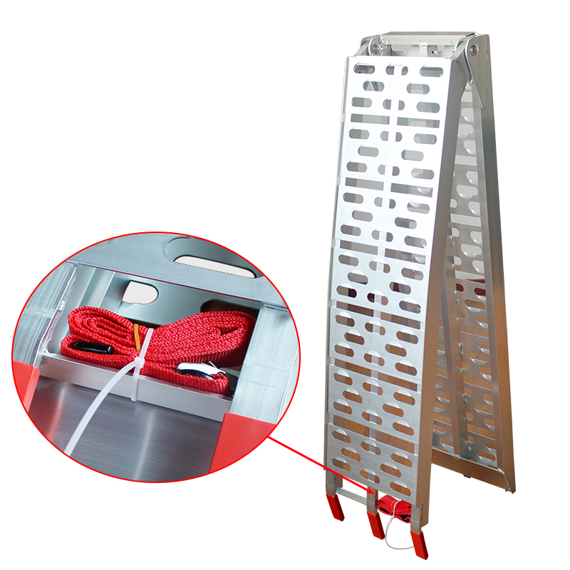 1 pièce en aluminium échelle de voiture pick-up camion ATV rampes de chargement portables 7.5 FT 750 Lbs capacité rampes de moto avec sangles d'arrimage: Default Title