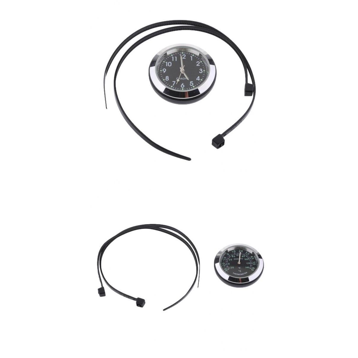 7/8'' 1'' Motorcycle Handlebar Mount Dial Clock Watch Thermometer Temp Gauge