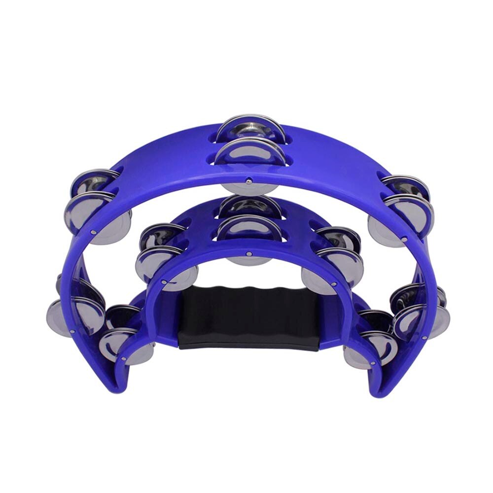 Blue Rattle Jingle Bell Percussion Instrument for KTV Party Hand Tambourine Double Row Cymbals Musical Educational Toys