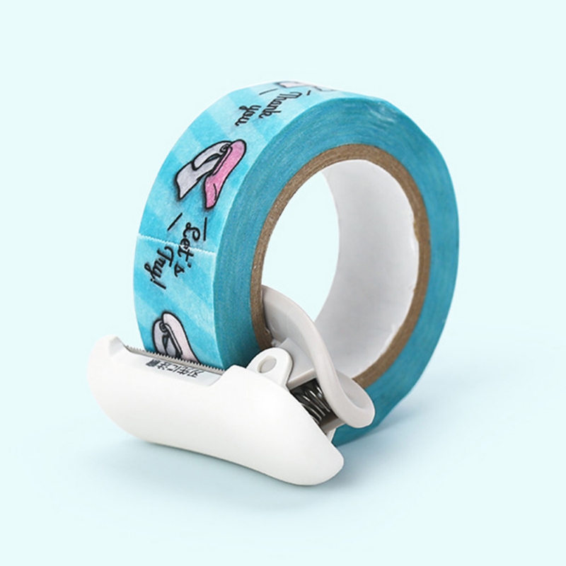 Portable Simple Mini Tape Cutter Set Tape Tool Roller Kawaii Portable Plastic Office Scotch Tape Cutter