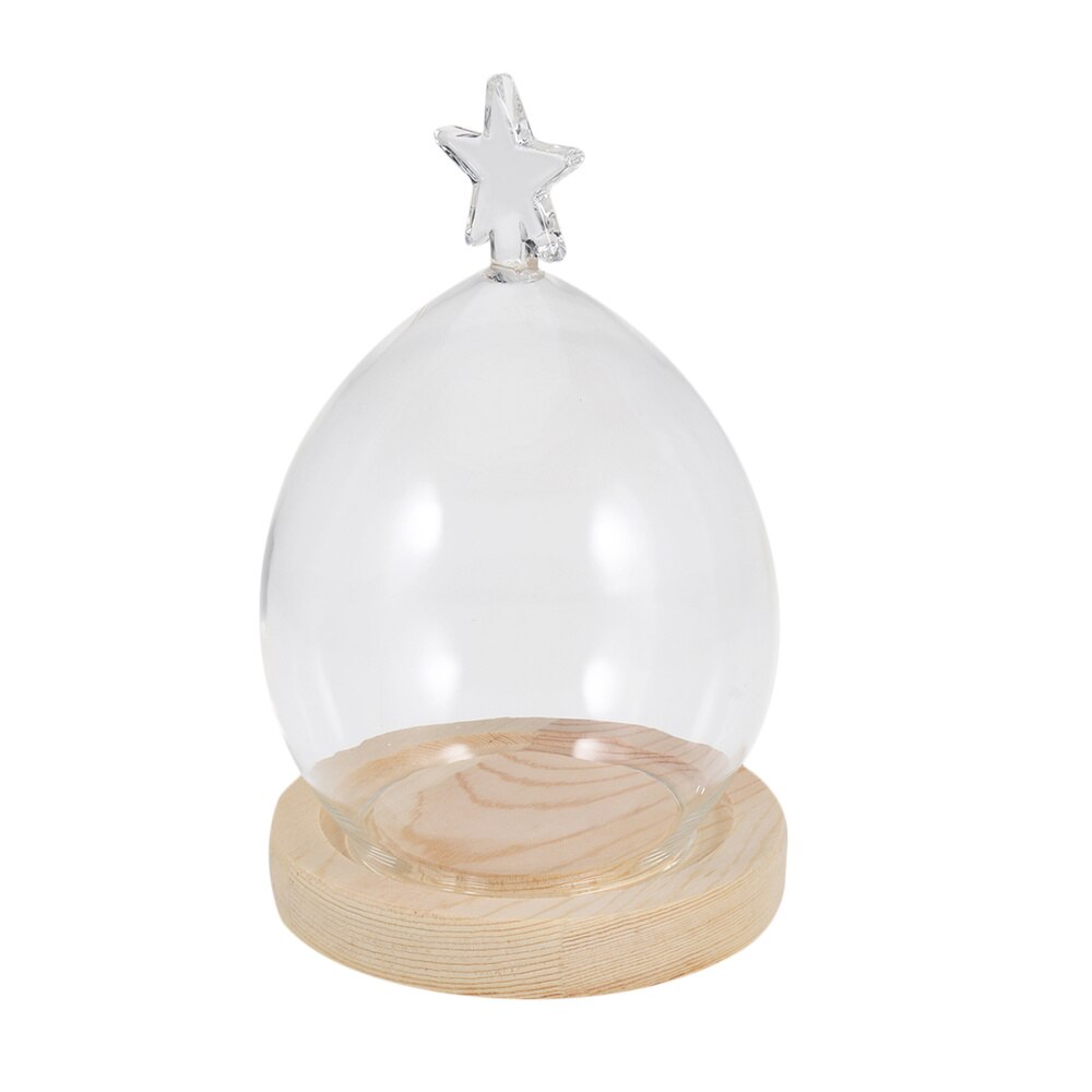 Dried Flower Display Glass Cover Preserved Flower Glass Cover DIY Transparent Glass Cover Loving Heart Glass Dome with Wood Base: Picture 4