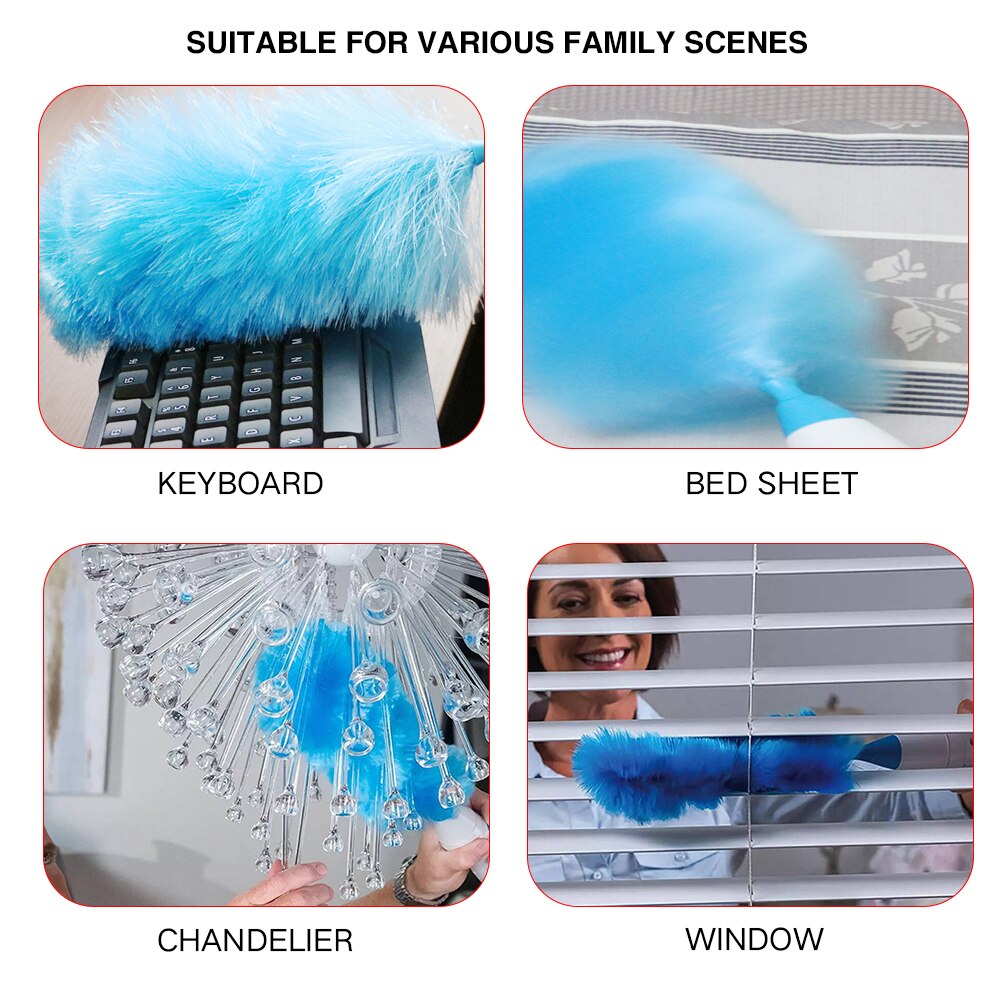 Electric Dust Cleaner 8 PCS Spin Feather Duster 360° Adjustable Dust Cleaning Brush Household Cleaning Tool Instant Duster