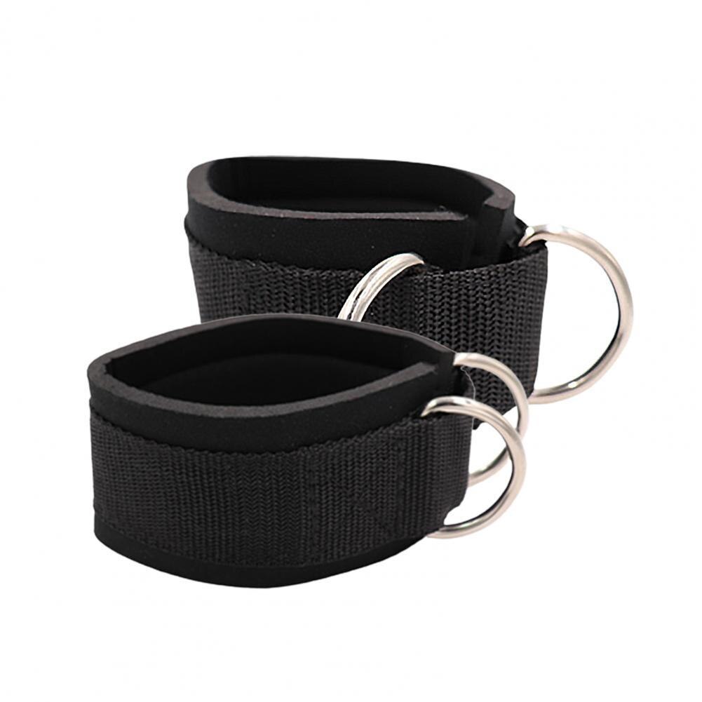 Correas de tobillo acolchadas ajustables para hombre y mujer, puños con 2 anillos en D para gimnasio y Fitness, 1 par