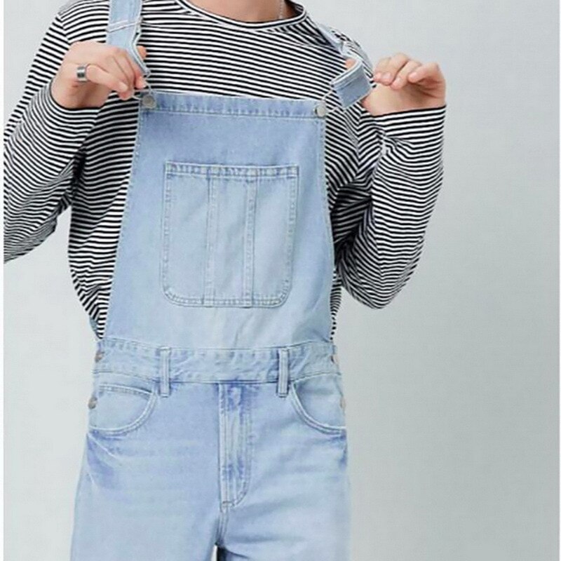 Pantalones vaqueros con pechera para hombre, petos vaqueros largos lavados, monos vaqueros rectos de Hip Hop, ropa de calle, mono Masculino