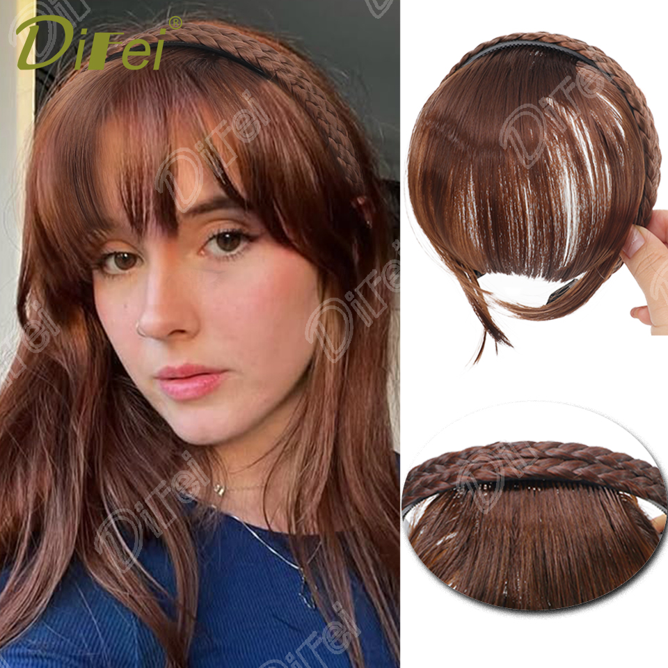 Headband Bangs One Wig Synthetic Wig Black Headband Style with Straight Bangs Hair Suitable for Women Autumn Festival Daily Wear: 4/27HL