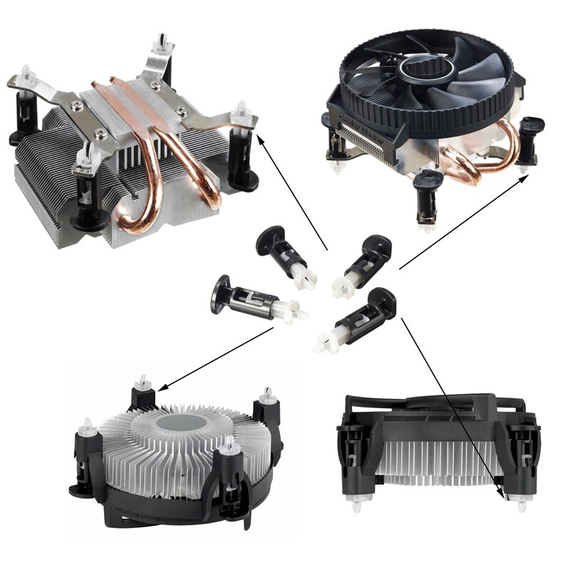 Parafuso de pressão de plástico para cpu, pino de montagem do dissipador de calor de cpu lga 775, parafuso de pressão para cooler rápido do ventilador para soquete de montagem de clipe, 15 peças