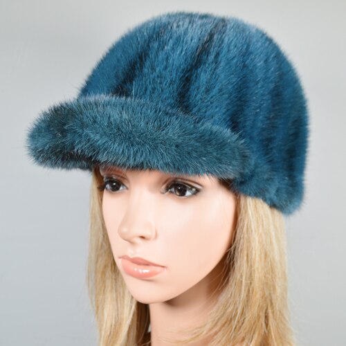 2020 vendita calda nuovi cappelli di paglia di visone reale cappelli da donna per il tempo libero all'aperto cappelli di pelliccia di visone naturale al 100% cappelli all'ingrosso e al dettaglio: Peacock blue