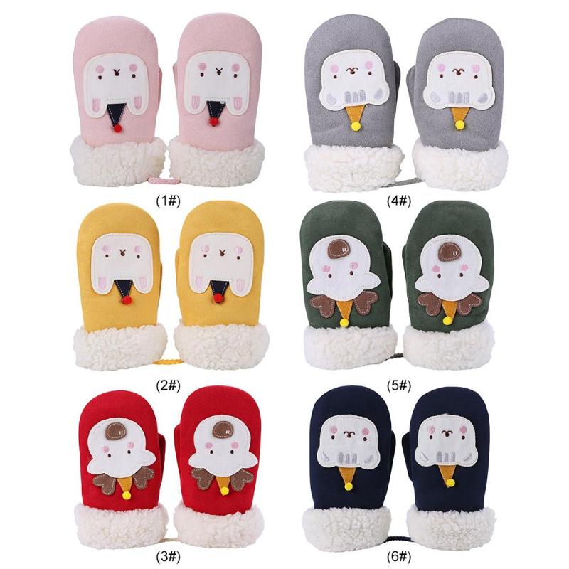 1 paio di Ragazzi di Inverno Guanti Caldi Dei Bambini Di Natale Del Fumetto Guanti Da Sci Addensare Mano Muff Mani di Protezione Del Bambino Guanti e Guanti