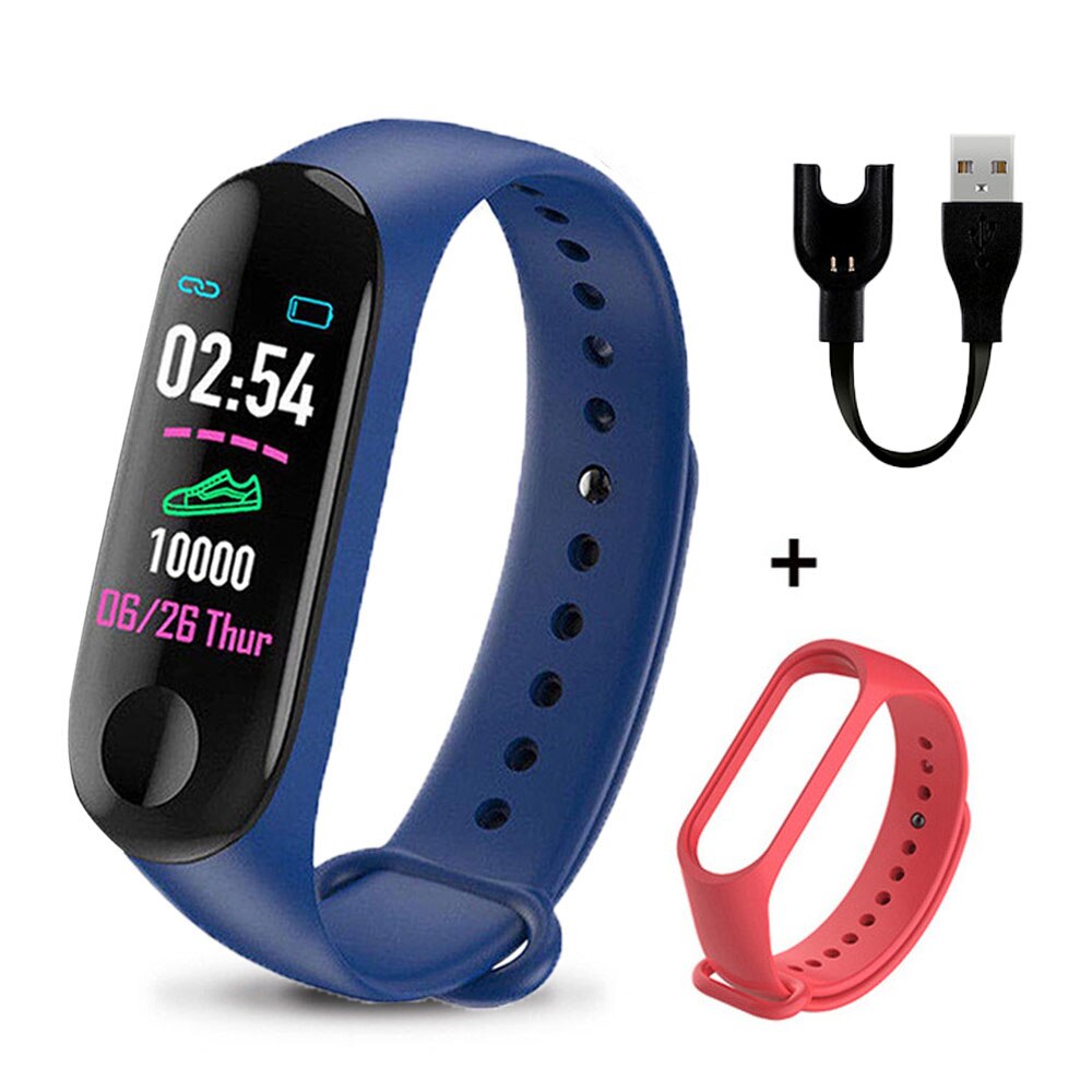 M3 Più Intelligente Wristband Del Braccialetto Intelligente di Frequenza Cardiaca Salute Orologio Intelligente Impermeabile M3 Pro Bluetooth Della Vigilanza Del Wristband Inseguitore di Fitness: Blue Red