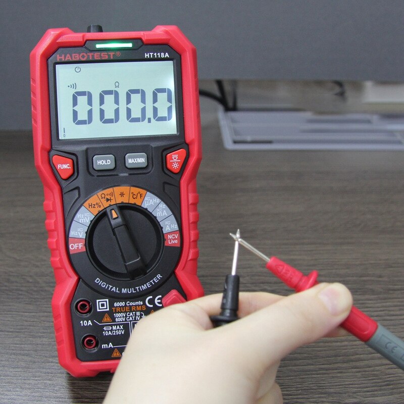 HABOTEST HT118A Digital Multimeter Automatic Range Multimeter 6000 Counts True RMS Measurement Voltage Current Resistance Capaci