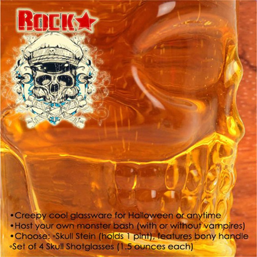 Classcial Pirate partner beer cup 500ml crystal glass skull face bone with handle drinking wine Bar Mug