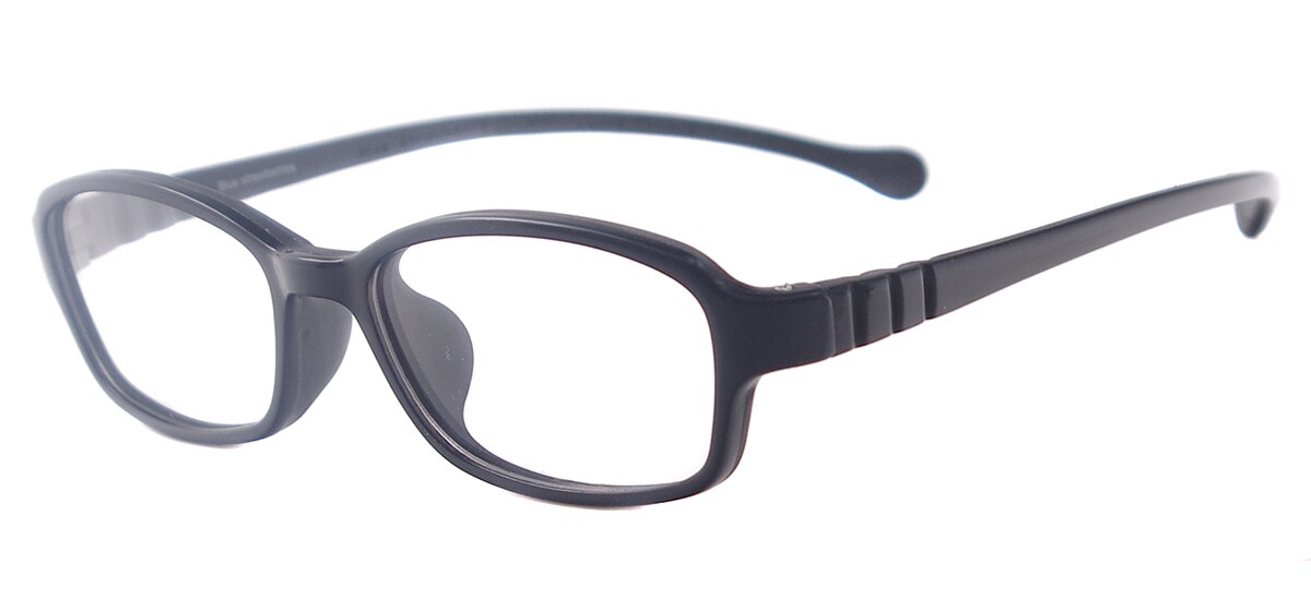 Montura de goma ovalada colorida para niños, gafas ligeras para prescripción de lentes para Miopía: Black