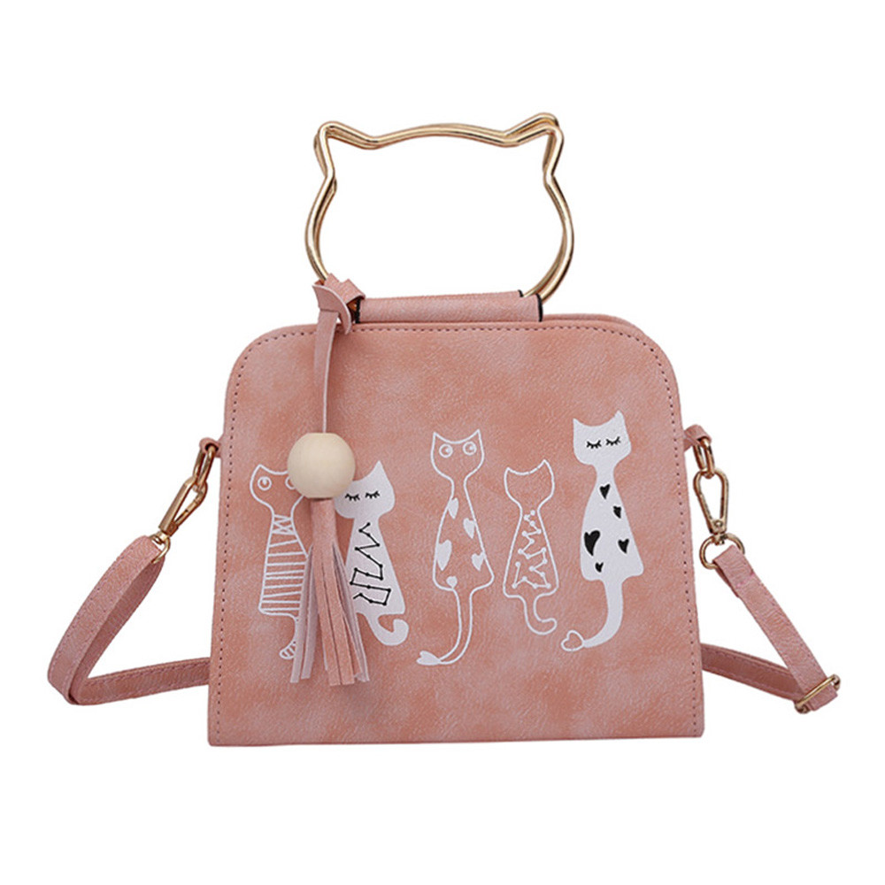 Beroemde Kat Patroon Crossbody Tas Vrouwen Kwastje Pu Lederen Messenger Bags Vrouwelijke Leuke Handtas Sac A Main # T5P