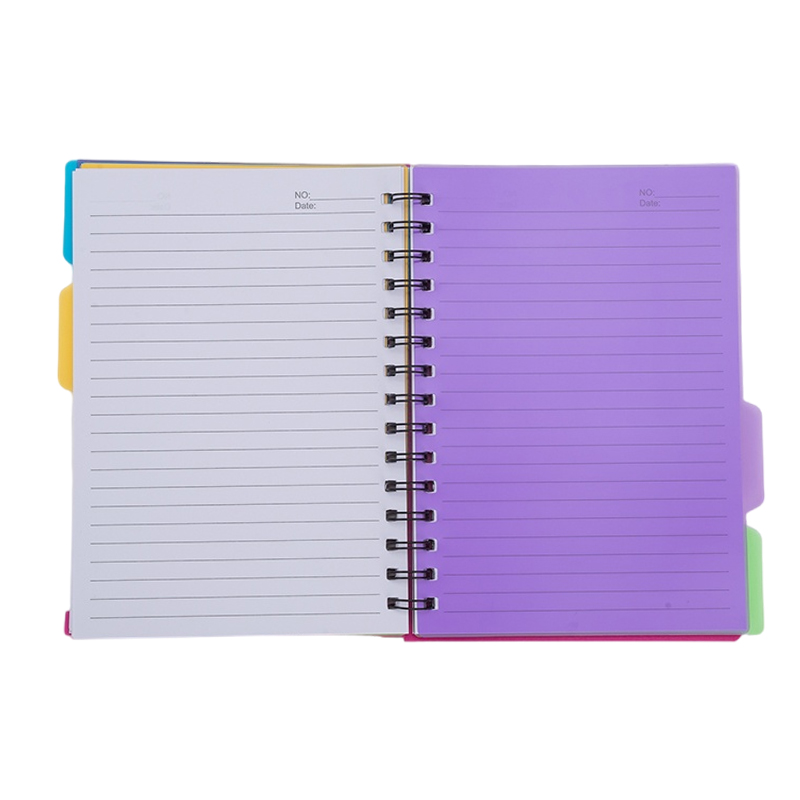 96-Sheet Spiral Notebook with 4 Divider Pages A4/A5 Sizes Lined Pages Blue Green Black Rose Wirebound Note Book