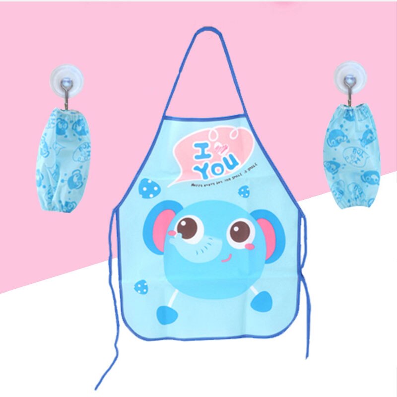 3 Stks/set Baby Kid Mooie Cartoon Dier Waterdichte Antifouling Schort Pvc Kinderen Jongen Meisje Mouwloze Slabbetjes Keuken Voeden Stuff