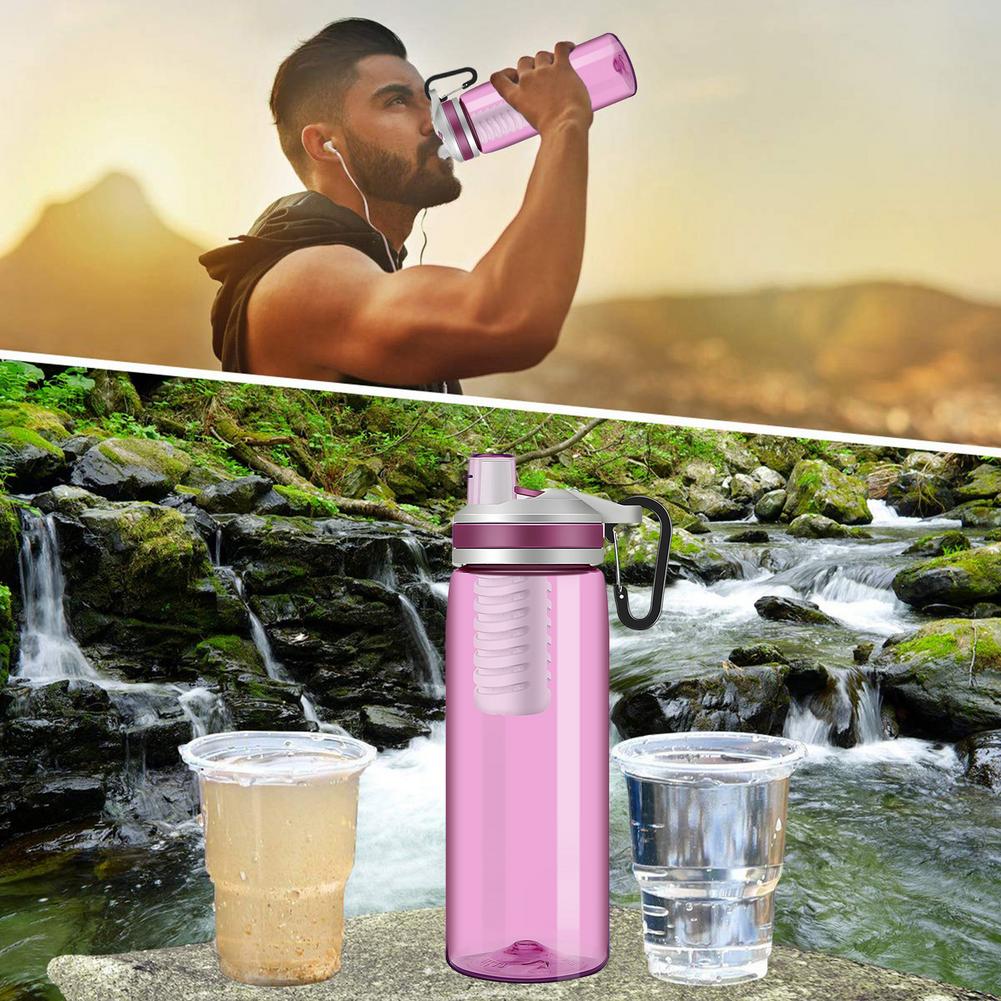 Botella de filtro de agua para acampada y senderismo, taza portátil para exteriores, de emergencia, supervivencia, Purificador Portátil, filtro de agua a prueba de fugas