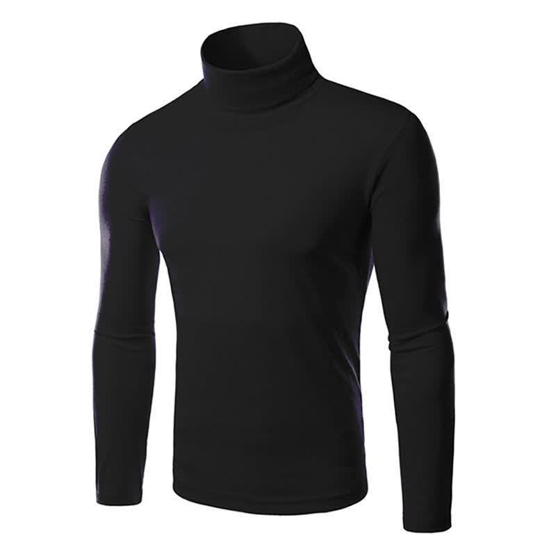 Casual Men's Thermal High Collar Turtle Neck Skivvy Long Sleeve Sweater Stretch Shirts Bunny Slope Fitted Thermal Top Turtleneck