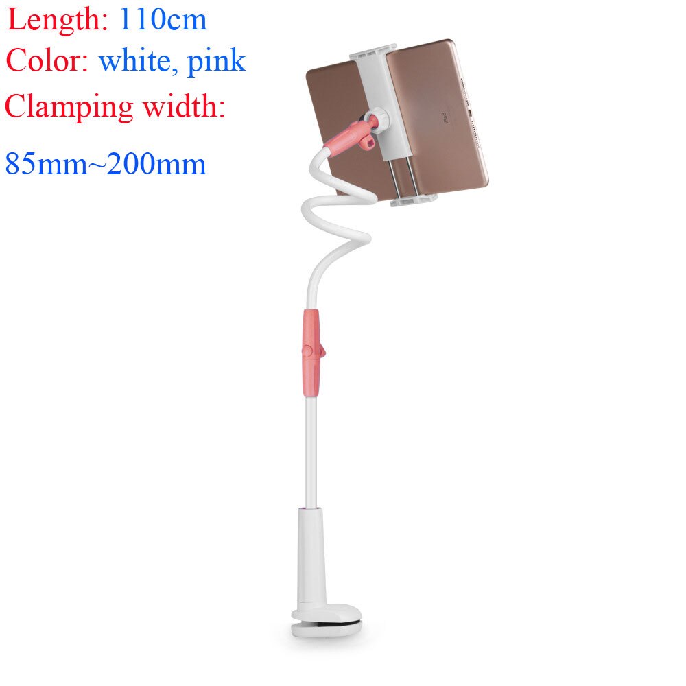 Gooseneck Tablet Holder, Universal Tablet Stand 360 Flexible Lazy Bracket Clamp Long Arms Mount Compatible with iPad Air Pro: 110cm length color 3