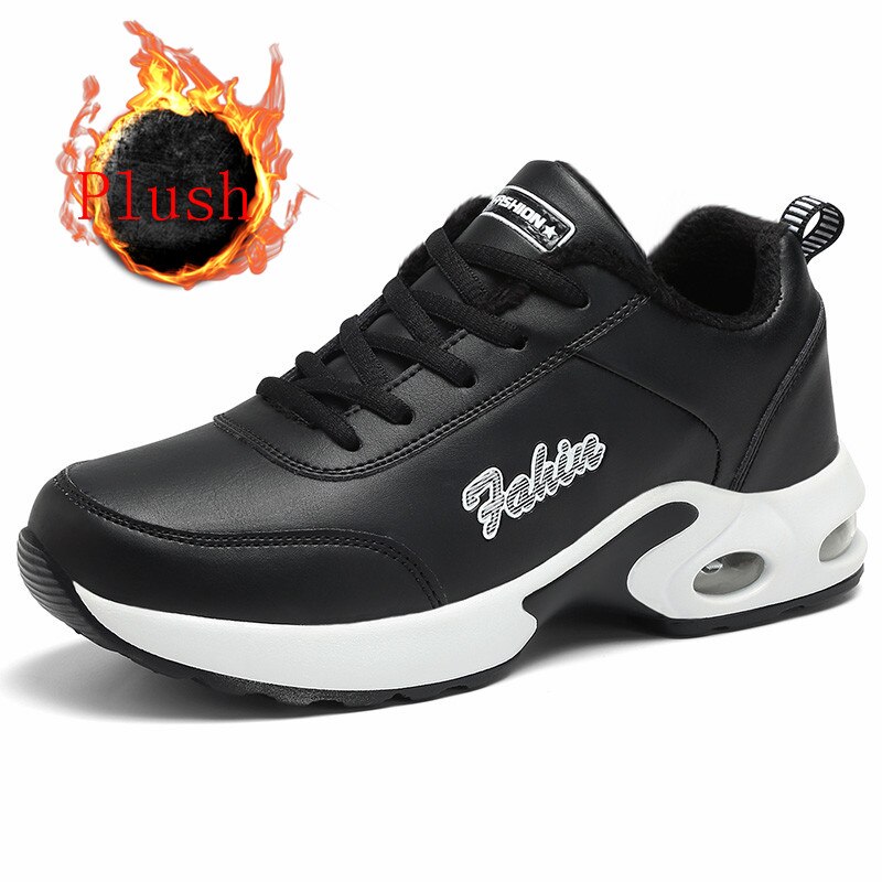 Leather Woman Shoes Sport Women Wedge Sneakers Women's Lowe Running Shoes Woman Warm Sports Shoes Ladies Air Chaussure Shoes B63: Black / 6.5
