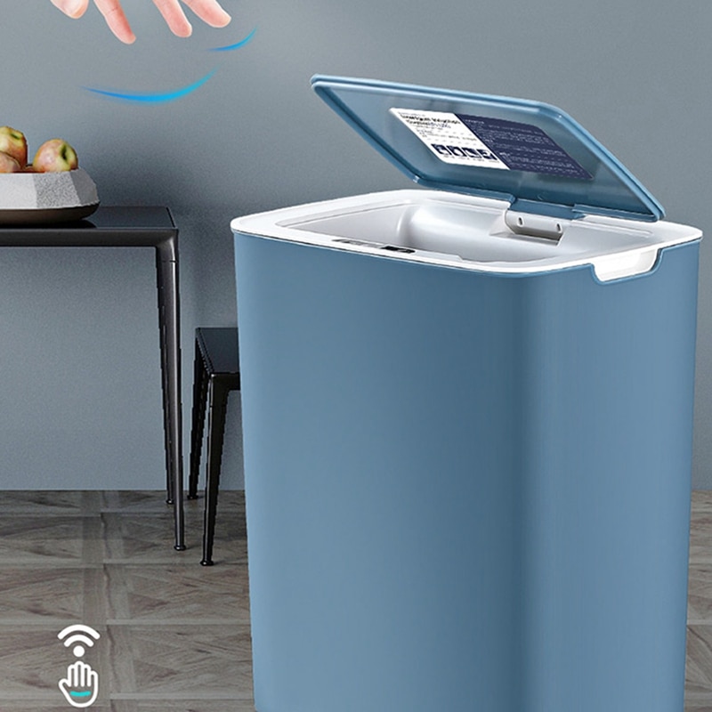 USB Automatic Sensor Dustbin Smart Sensor Trash Can Induction Waste Bin Eco-Friendly Dustbin Household Trash Bin-White
