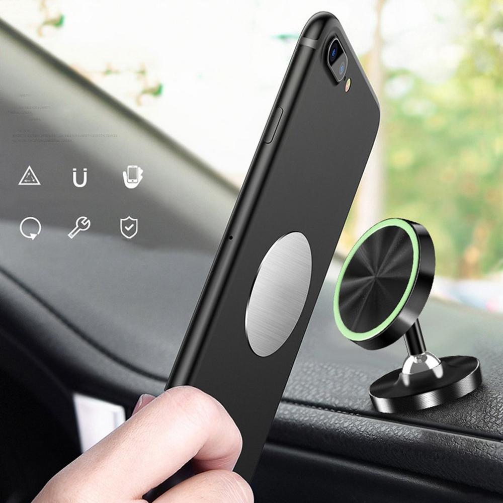 Metal Car Phone Holder Double Ball 360 Degree Rotating Suction Cup Type Magnetic Mobile Phone Holder