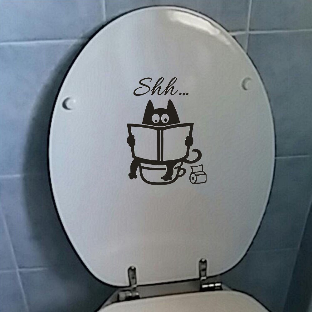 Cute Cat Toilet Stickers Art Mural Toilet Seat Removable Cartoon Cat Bathroom Door Sticker Funny Poster DIY Home Decor Supplies