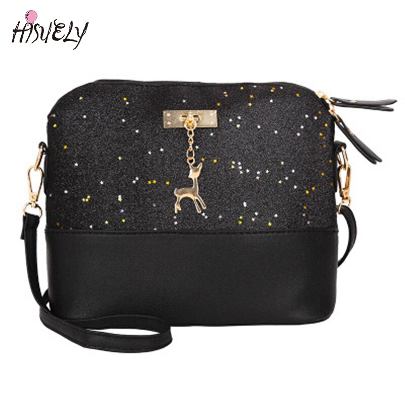 Hisuely Pailletten Vrouwen Pu Lederen Handtassen Schoudertas Bling Bling Shell Zakken Messenger Crossbody Hobo Satchel Purse Meisje Q4
