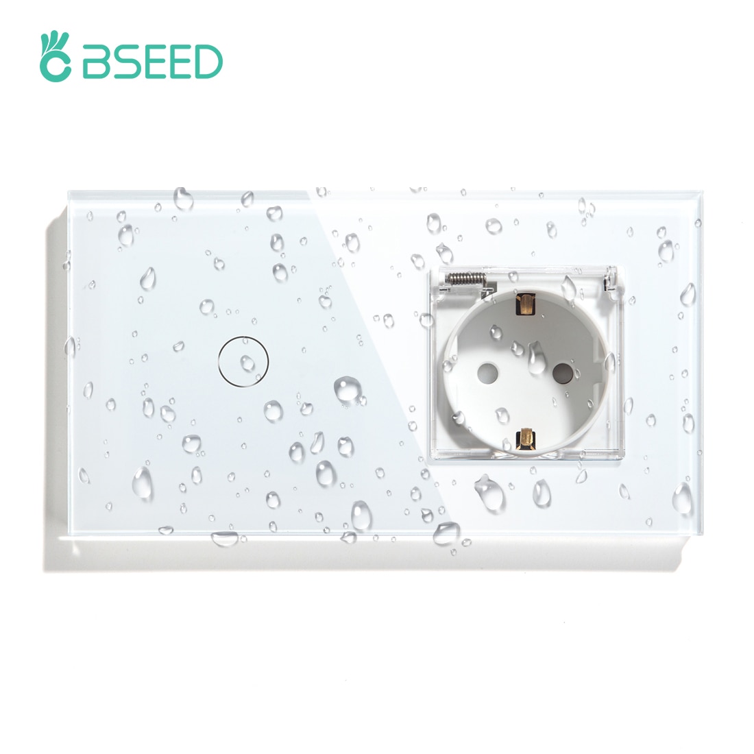Bseed 1Gang 1Way Touch Light Switch Bathroon Muur Eu Cover Socket Sensor Muur Schalter Outdoor Stopcontacten