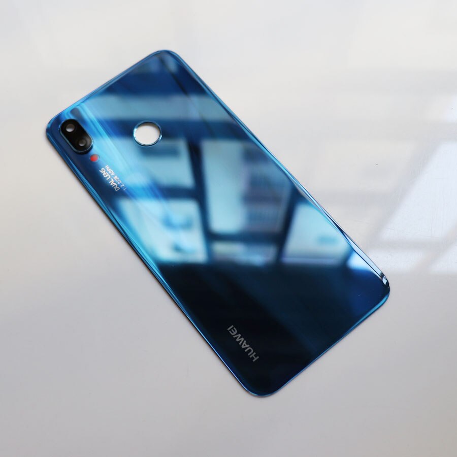 Verre 3D d'origine pour Huawei P20 lite panneau de verre arrière couvercle de la batterie remplacement du boîtier de la porte arrière Nova 3e couverture arrière + adhésif: Klein Blue