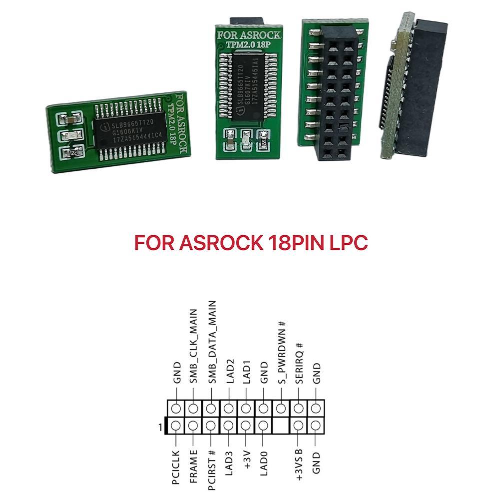 TPM 2.0 Encryption Security Module Remote Card Windows 11 Upgrade TPM2.0 Module 12 To 20pin To Support Multi-brand Motherboards: For Asrock 18Pin LPC