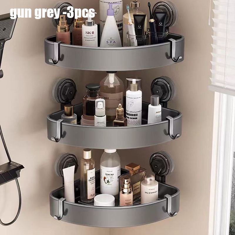 Wall Shelves Bathroom Accessories Sucker Multi Functional Storage Shelf for Shower Without Drilling Organizers Supplies Hardware: Burgundy