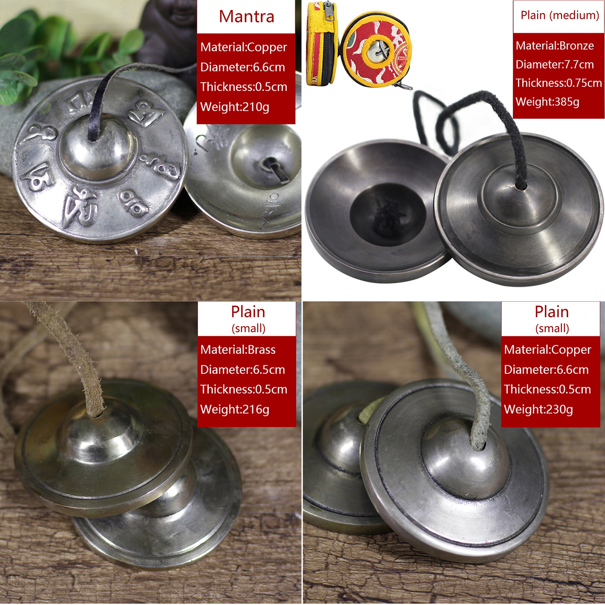Campanilla de Tingsha tibetana hecha a mano con Om/nube de la suerte/Mantra, platillos de nepalí, el mejor para sanación de sonido de meditación
