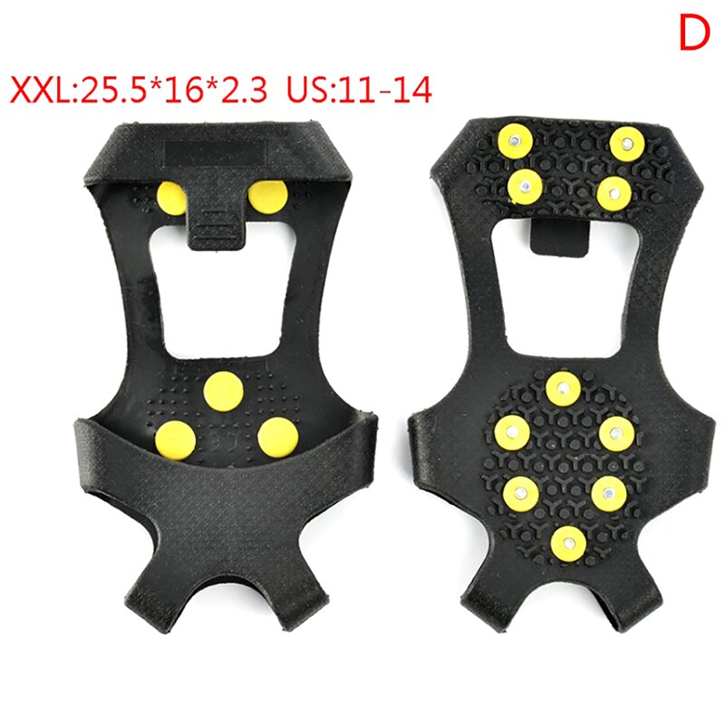 1 Pair Ice Snow Grips Cleat Over Shoe Boot Rubber Spikes Anti Slip Studs Crampons Stretch Footwear 10 Steel Studs