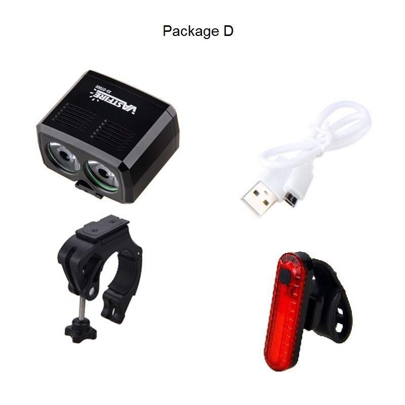 MTB USB Rechargeable mini Bike Light Set Powerful Lumens LED Front Bicycle light Headlight Road Cycling Safety Flashlight: Package D