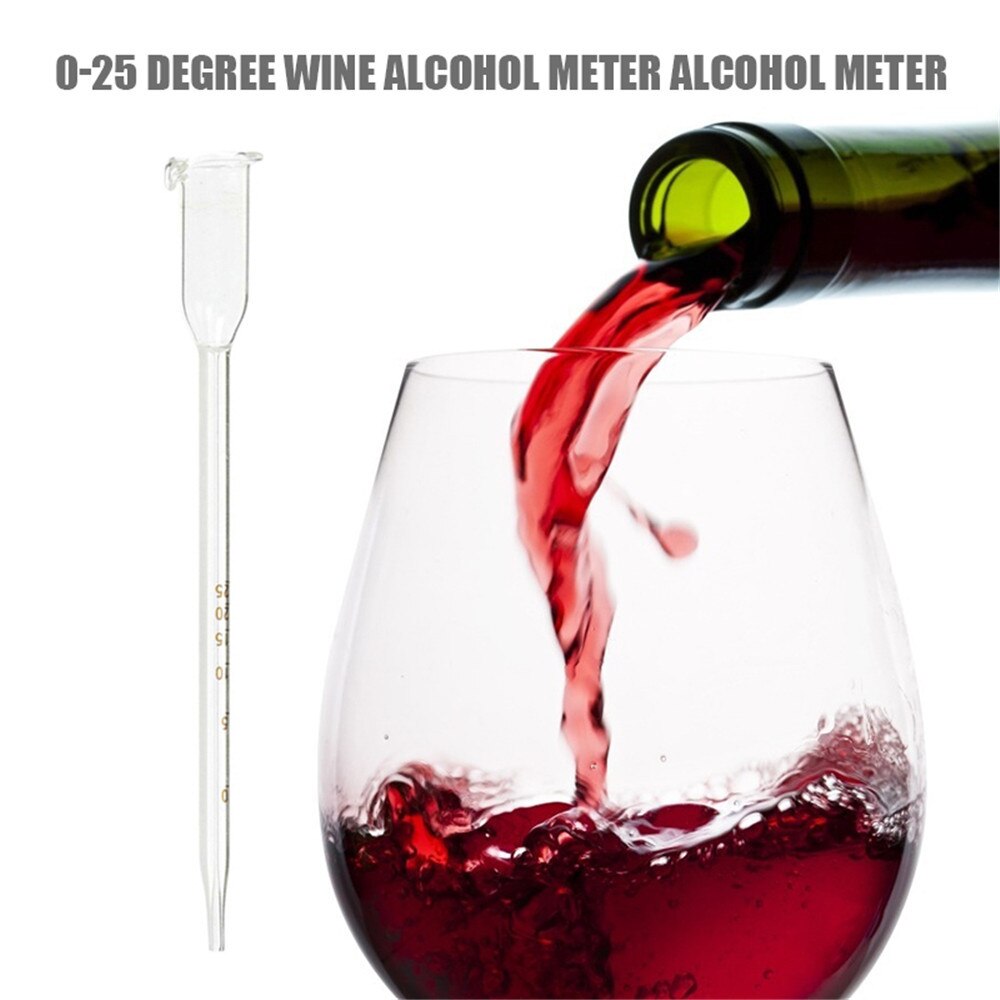 Glass Wine Alcohol Meter 0-25 Degrees Household Winemaking Measuring Alcohol Degree Tool Personal Winemaking Tools