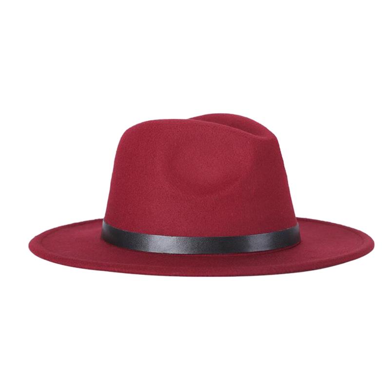 Sombrero de ala ancha de fieltro para mujer, gorro cálido Vintage, accesorios de ropa de viaje para , Invierno: wine red