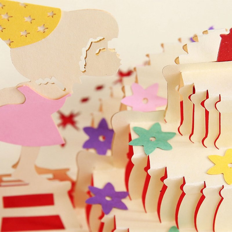 3D Pop-Up Cards for Girl Kids Wife Husband Romantic Red Flower Handmade Card Greeting Card Postcards Valentine's Day CardB