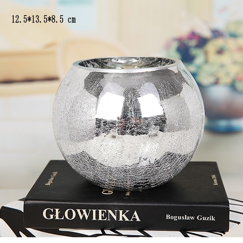 Blomstervase nordisk dekorasjon hjemme skrivebord glassvase til bryllup dekorasjon hydroponiske blomster potte delikate gulvvaser zzy 052: 18 runder sølv